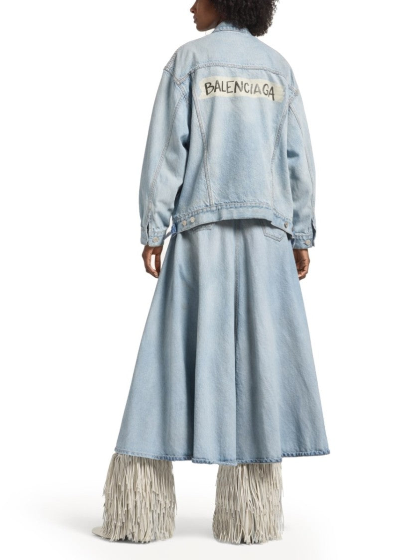 Balenciaga Button-Up Logo Patch Denim Jacket
