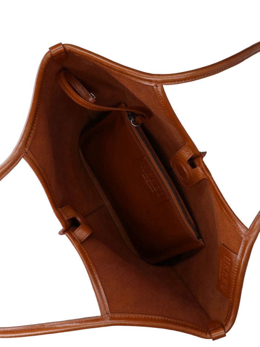 Hereu Beige Structured Angular Silhouette Tote Bag