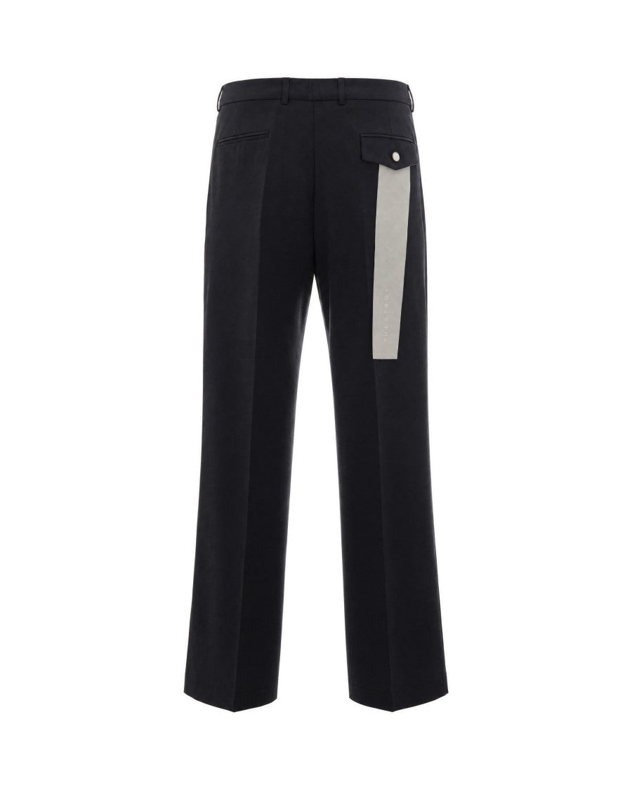 Thestroy Black Aura Double Pleat Stretch Twill Straight-Leg Pants