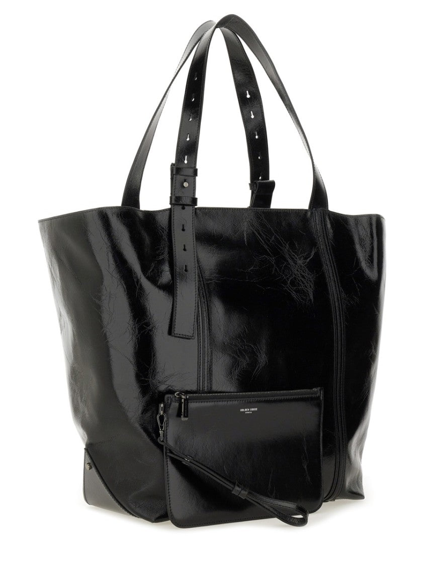 Golden Goose Black Leather Tote With Structured Silhouette