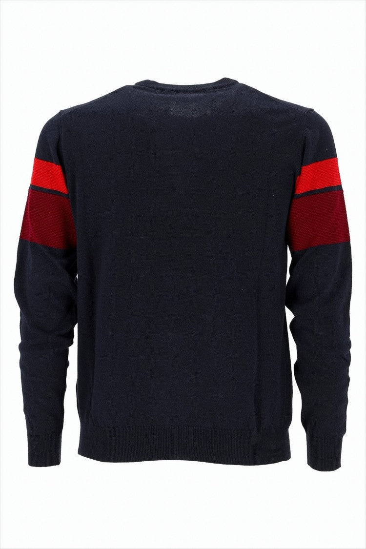 Harmont & Blaine Textured 3D Design Pullover With Bold Horizontal Stripes