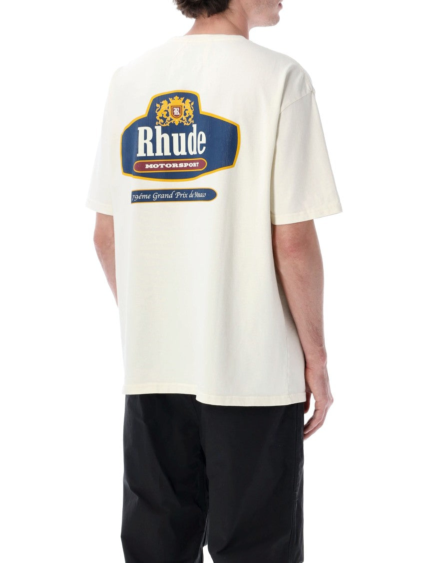 Rhude Racing Crest Short-Sleeve Tee With Logo Accents