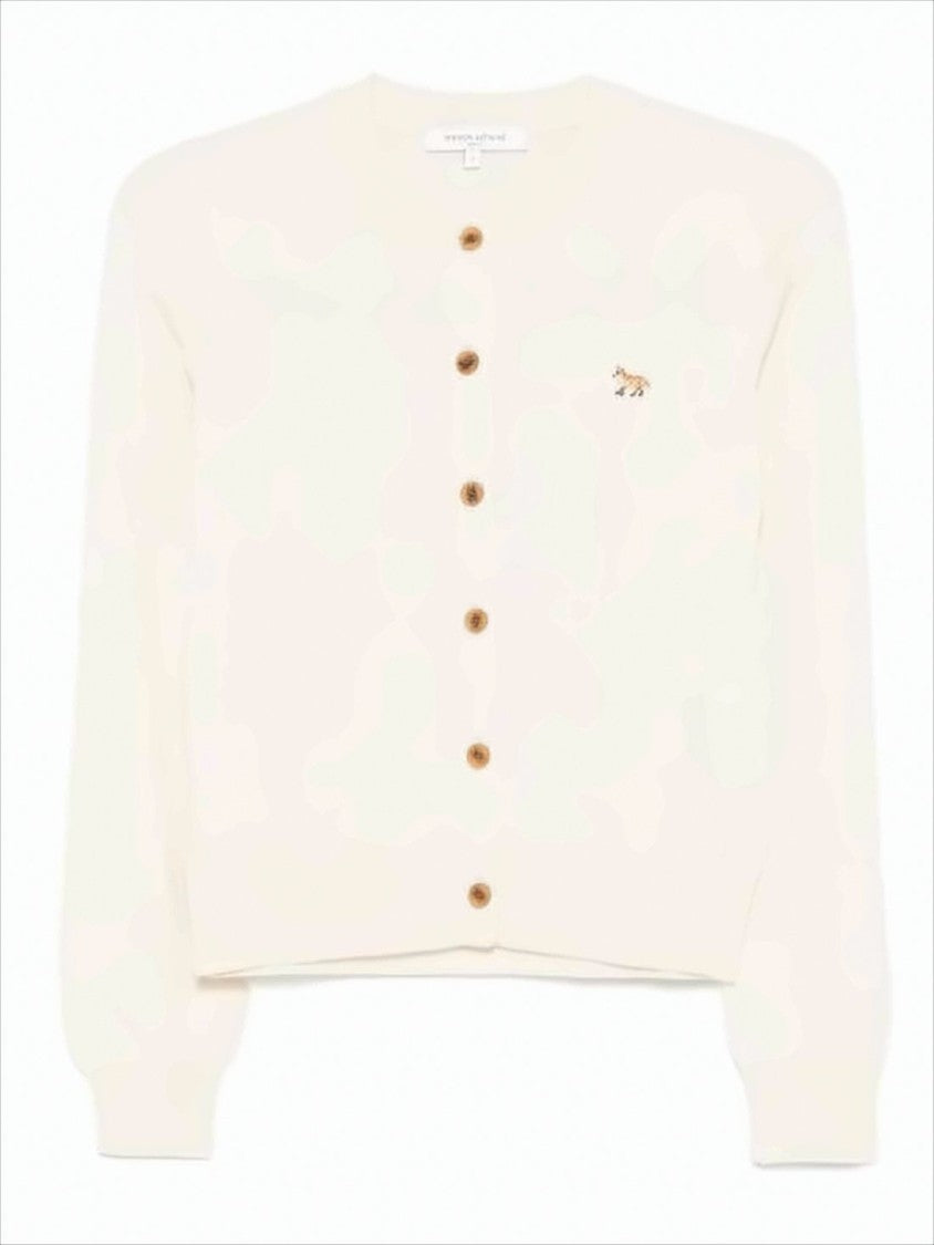 Maison Kitsuné Merino Wool Cardigan With Embroidered Fox Motif