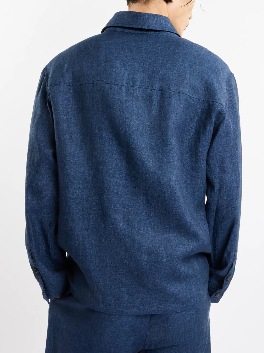Fay Deep Indigo Blue Textured Fabric Casual Jacket