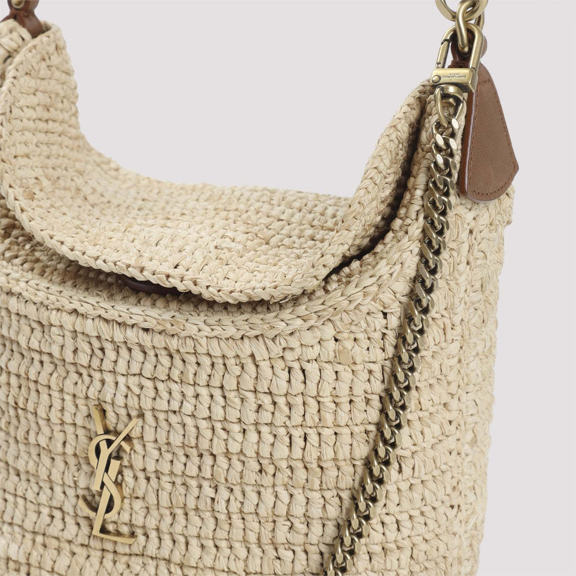 Saint Laurent Mini Brown Raffia Shoulder Bag