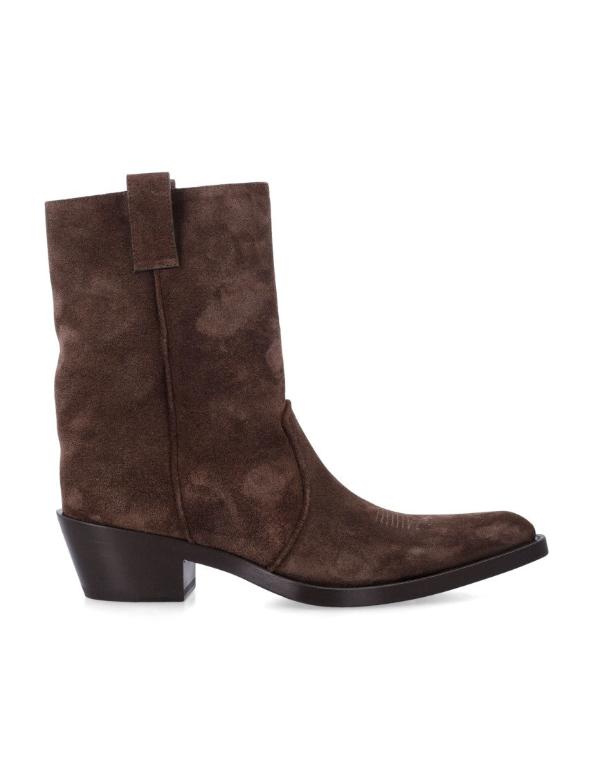 Khaite Clive Texano Pointed-Toe Leather Boots