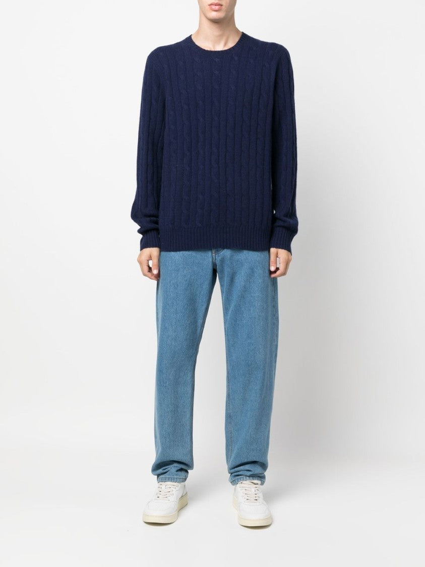 Polo Ralph Lauren Navy Blue Cable-Knit Cashmere Sweater