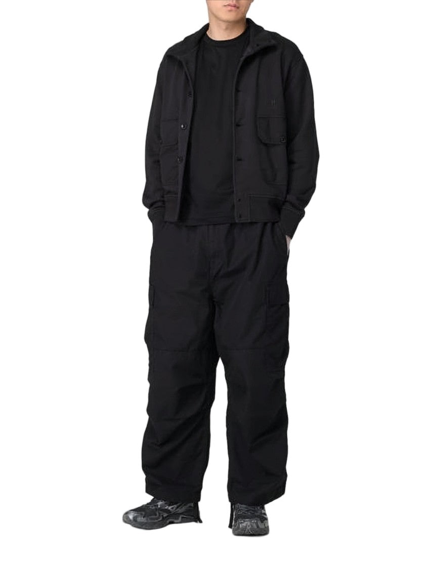 C.P. Company Minimalistic Black Cotton Cardigan With High Collar