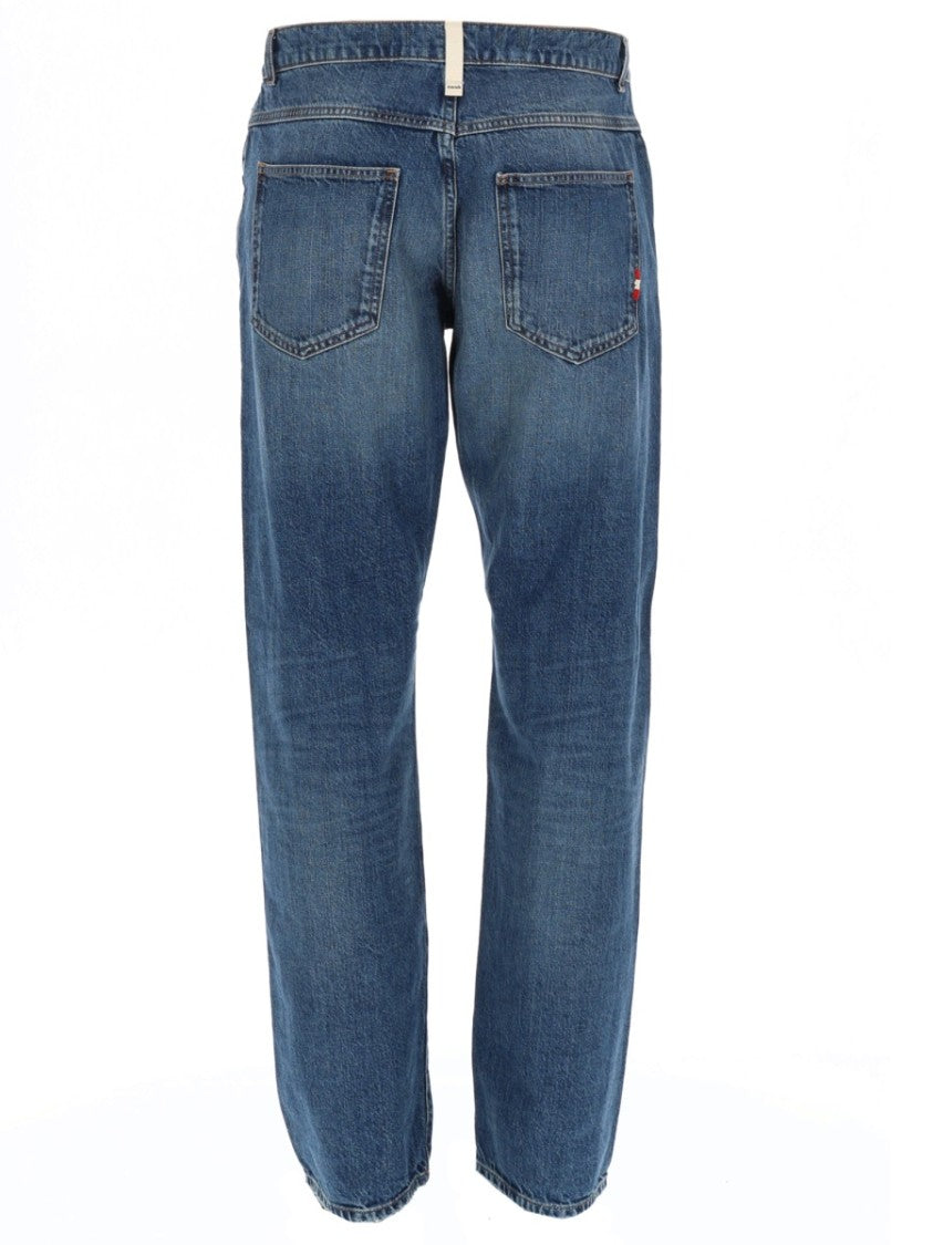 Amish Medium Blue James Wash Crinkle Jeans