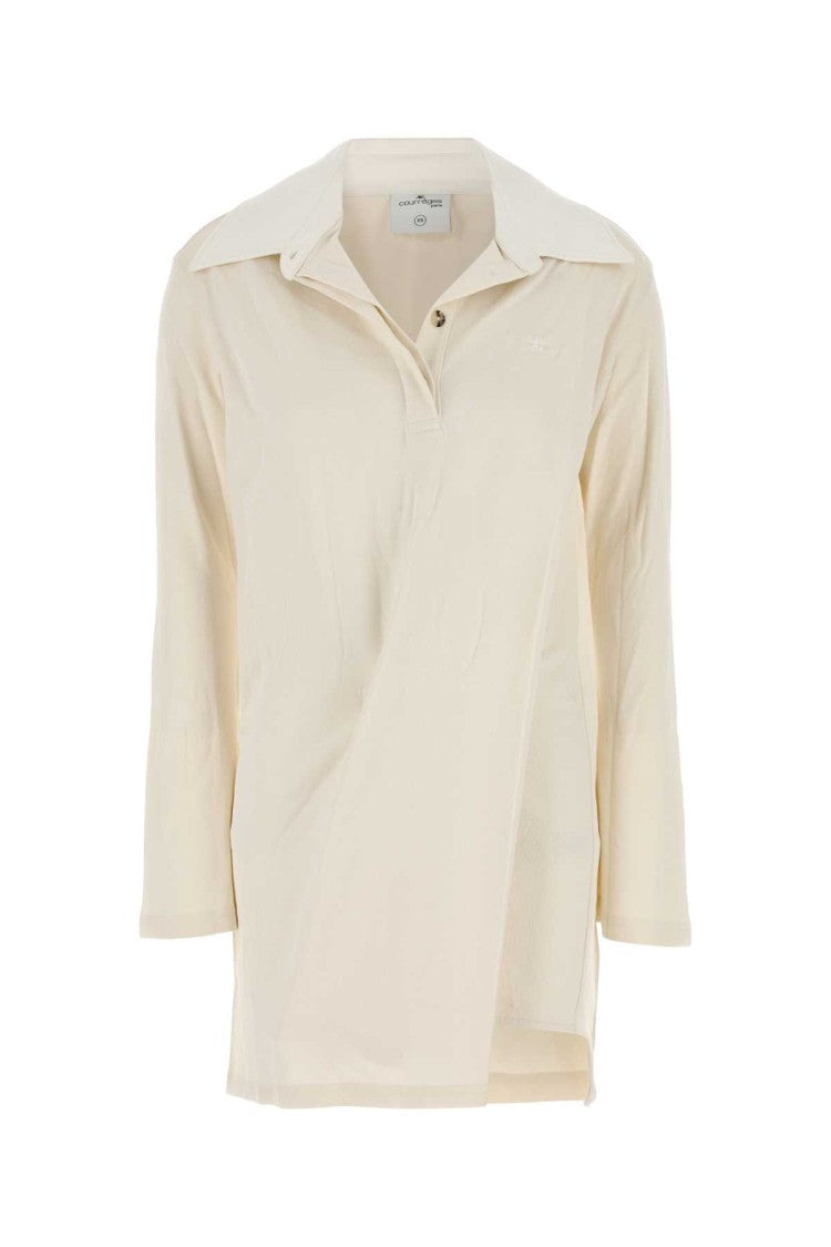 Courrèges Ivory Cotton Blend Polo Dress