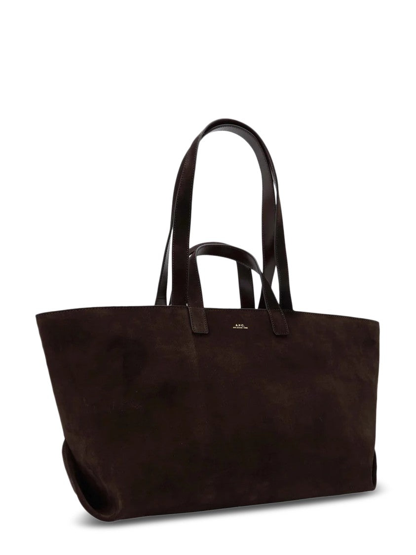 A.P.C. Structured Brown Leather Tote Bag