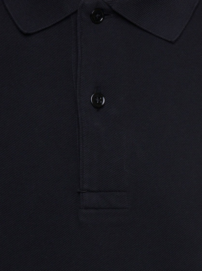 Tom Ford Black Short-Sleeves Polo In Cotton Piquet Jersey