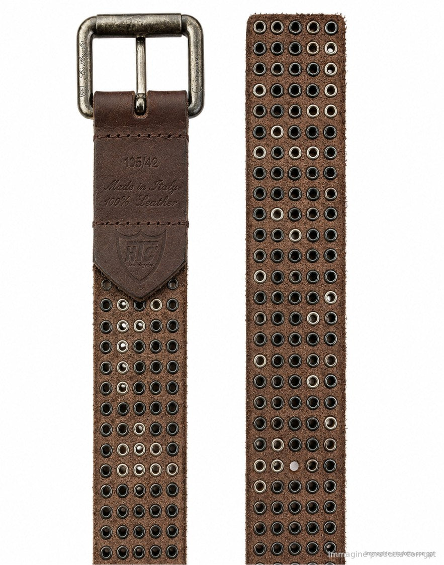 Htc Los Angeles Brown Studded Leather Belt