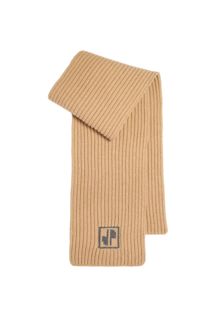 Patou Biscuit Beige Rib Knit Scarf