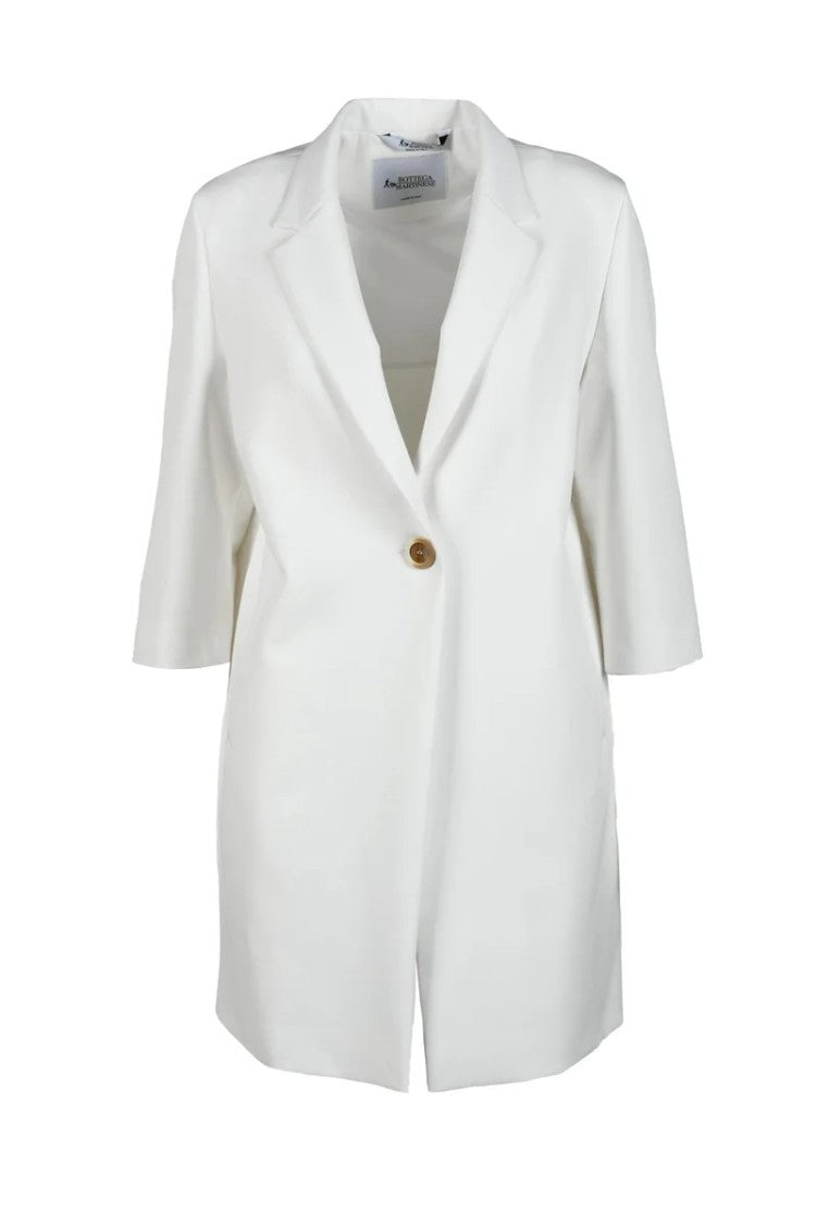 Bottega Martinese Structured White Coat With Single Button