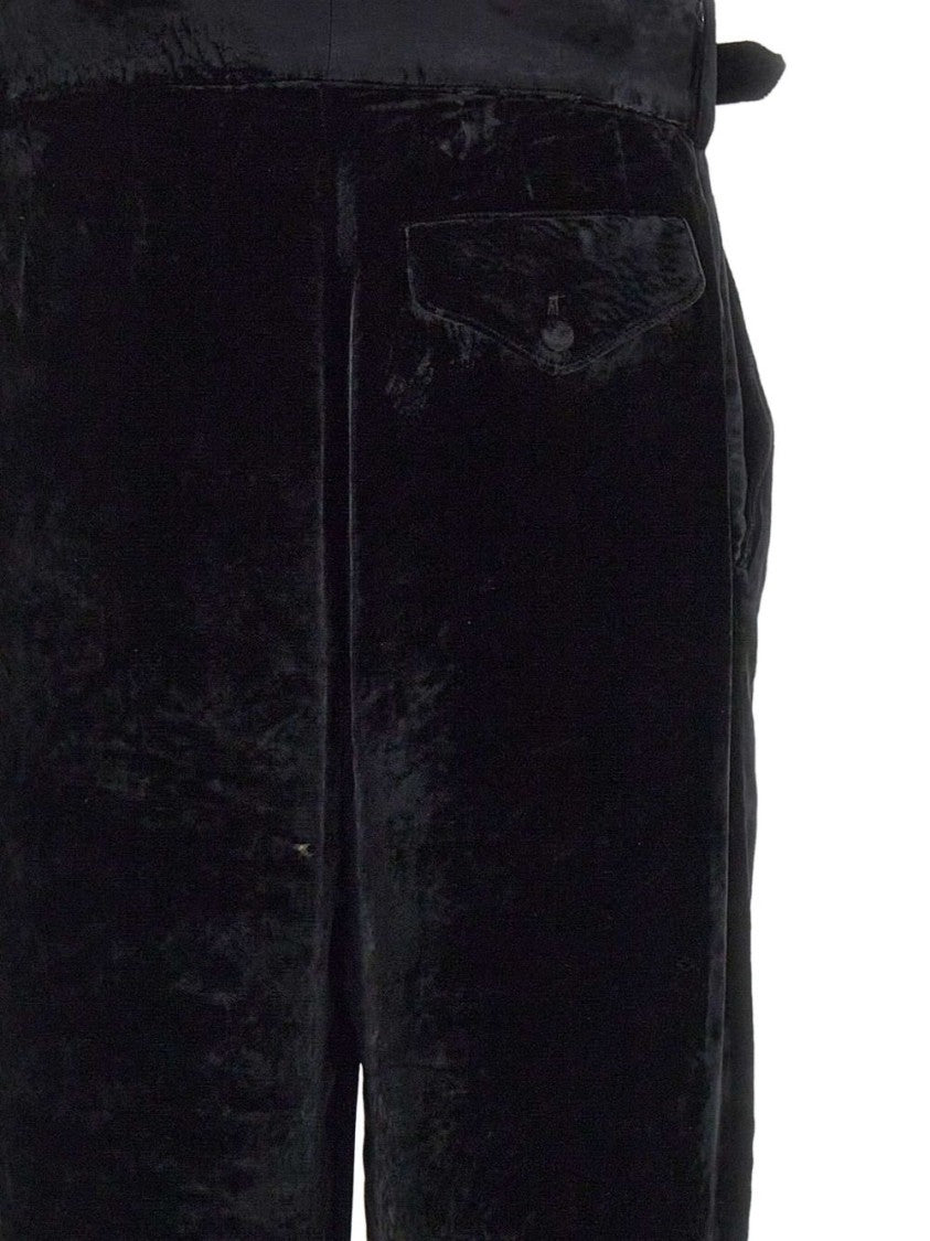 Emporio Armani High-Waisted Black Silk Blend Chenille Trousers