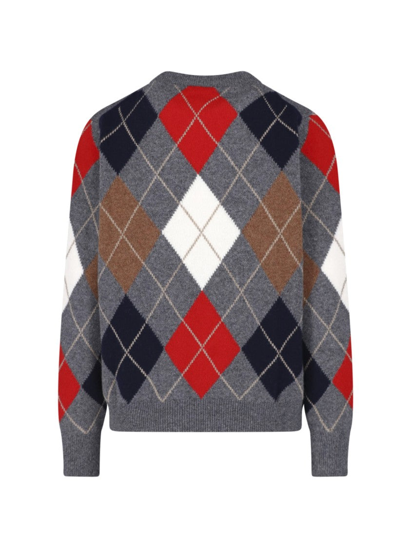 &Daughter Multicolor Argyle Pattern Crew Neck Sweater By &Daughter