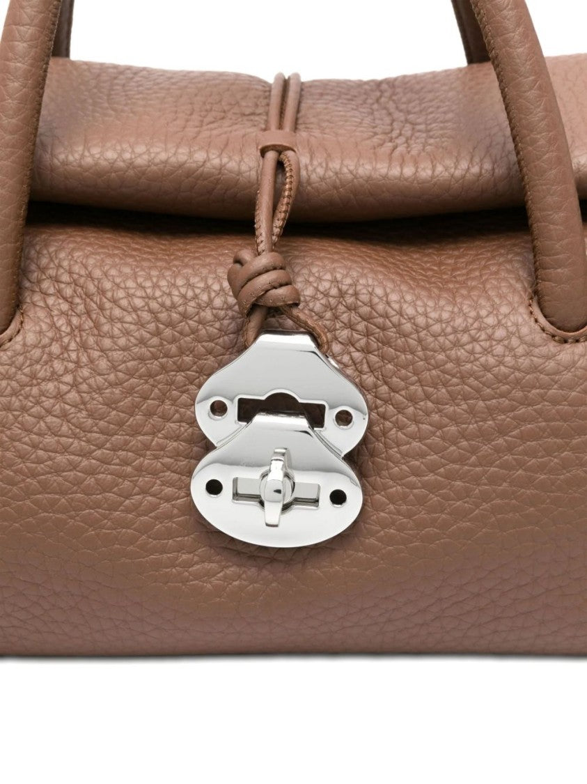 Zanellato Brown Grained Texture Top Handle Shoulder Bag