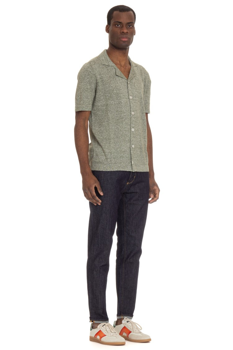 Gran Sasso Half-Sleeve Knitted Linen-Cotton Shirt