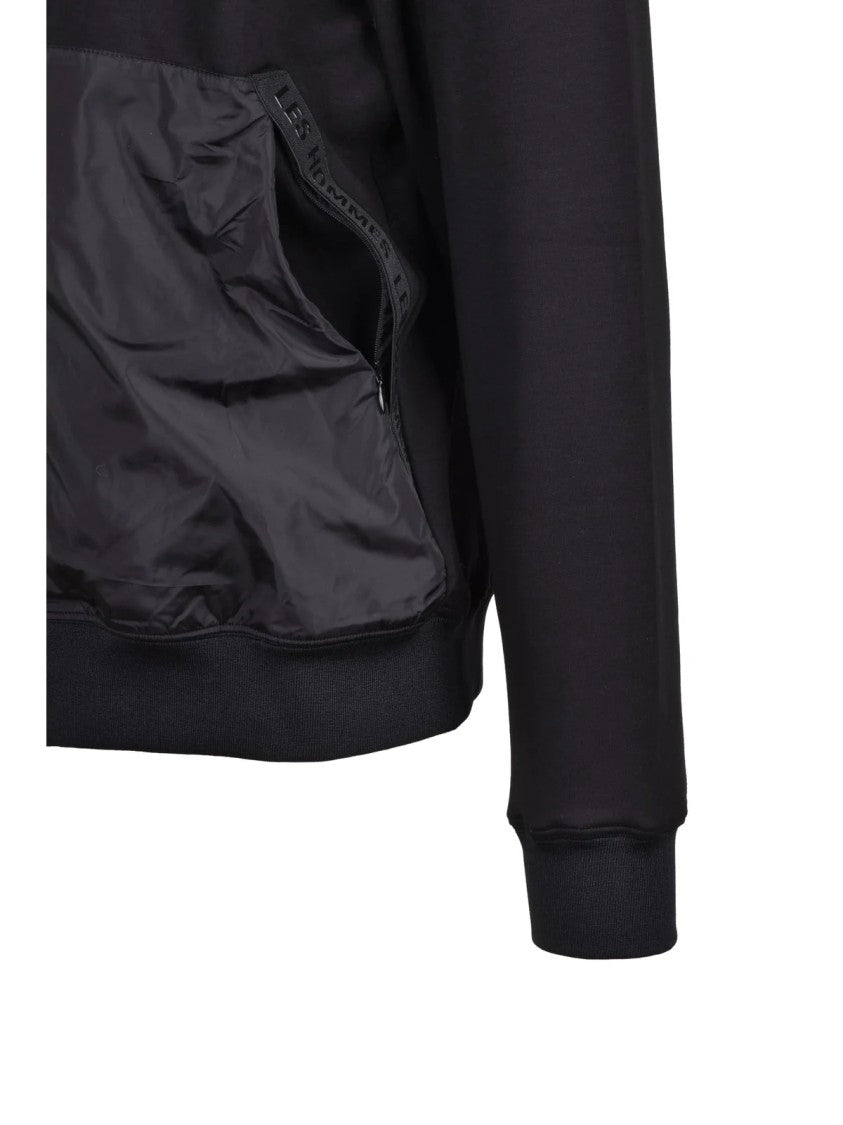 Les Hommes Black Dynamic-Fit Zip Cotton-Blend Sweatshirt