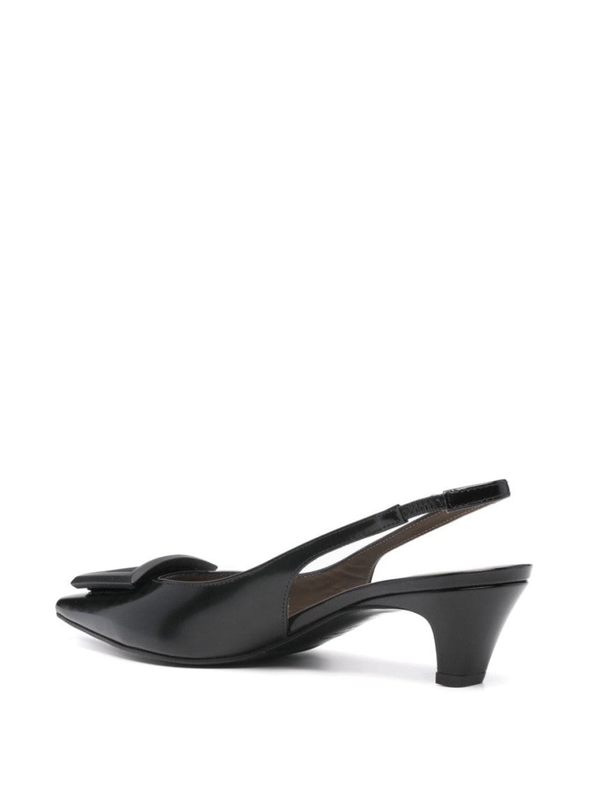 Roberto Festa Polished Black Calf Leather Slingback Shoes