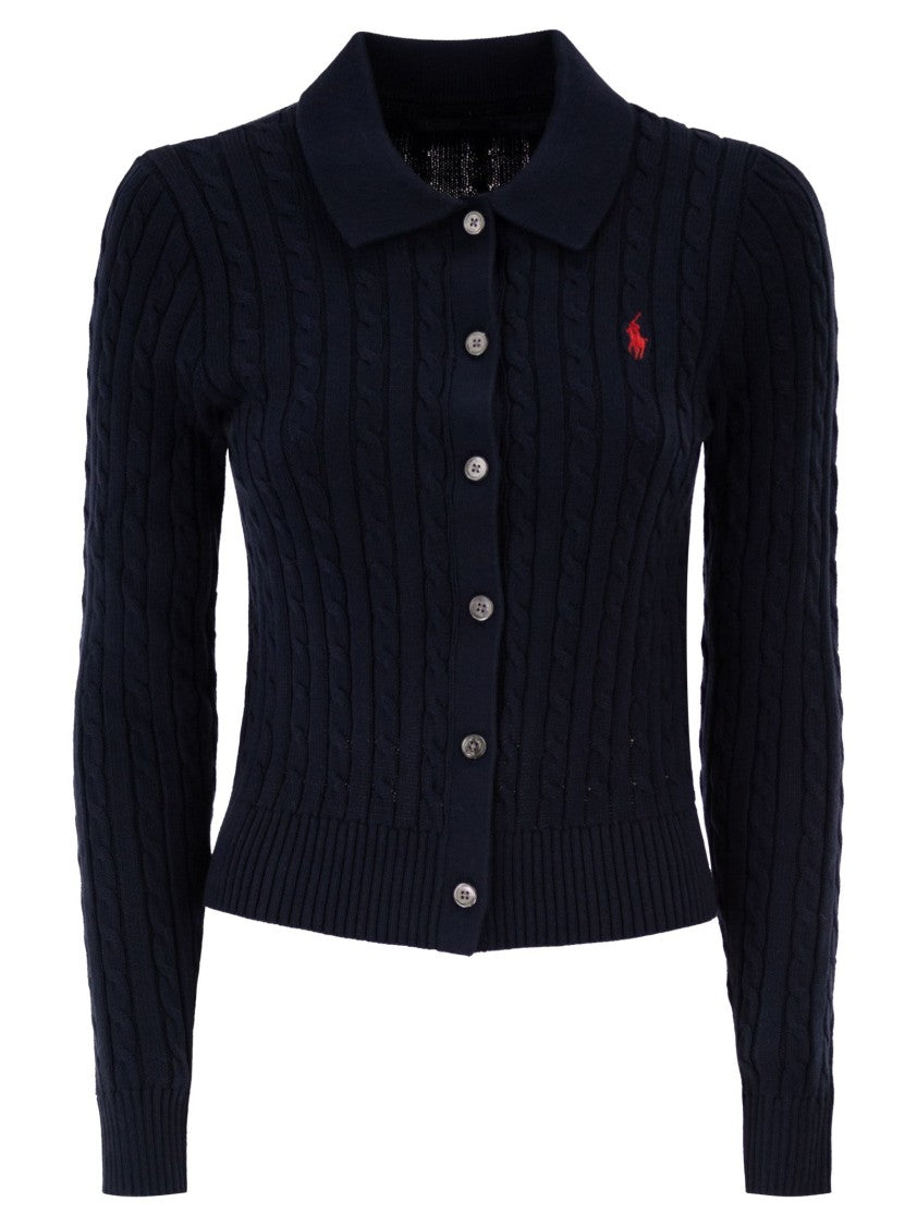 Polo Ralph Lauren Cotton Cable Knit Cardigan With Collar