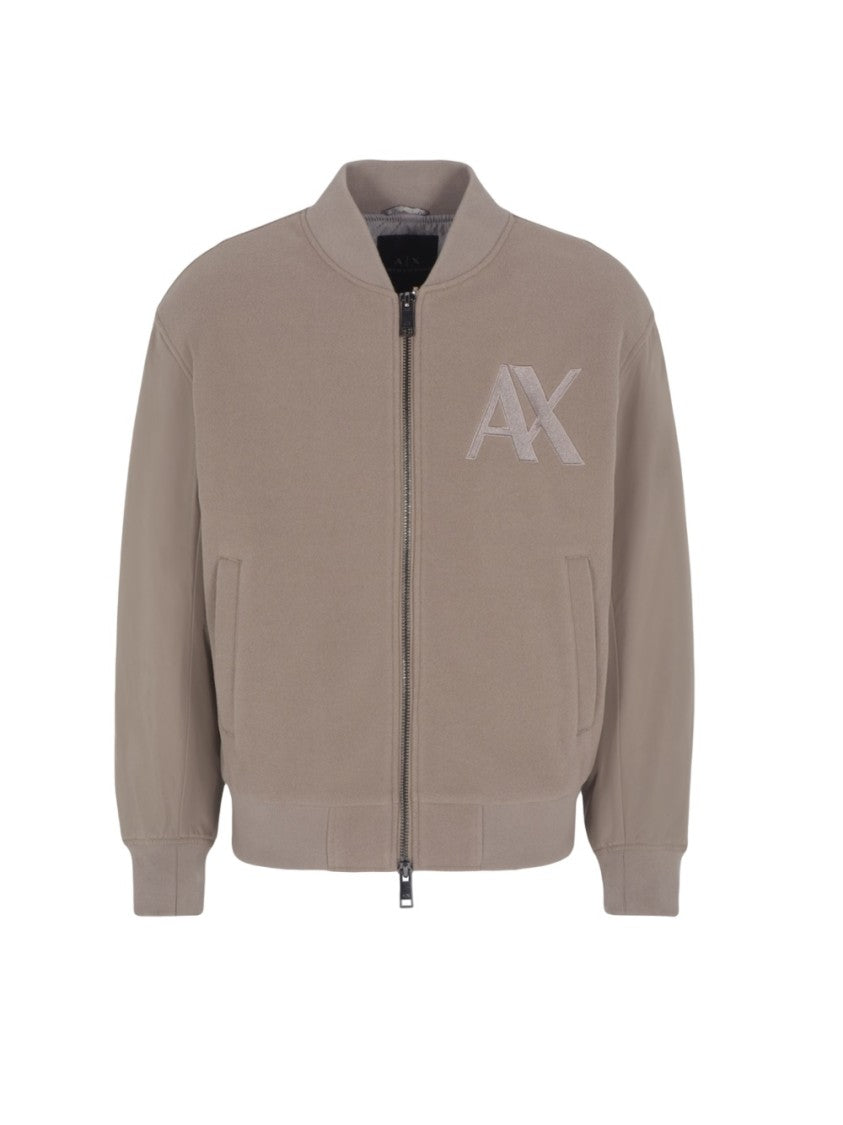 Armani Exchange Bomber Jacket With Front Sewn Logo