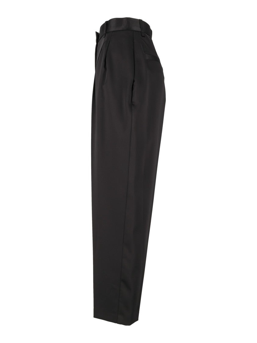 Elisabetta Franchi High-Waisted Pleated Tapered Straight-Leg Pants