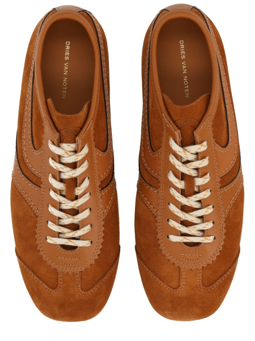 Dries Van Noten Brown Smooth Suede Retro Sneakers