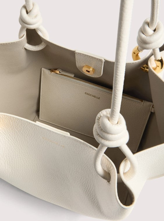 Coccinelle Structured White Grained Leather Shoulder Bag