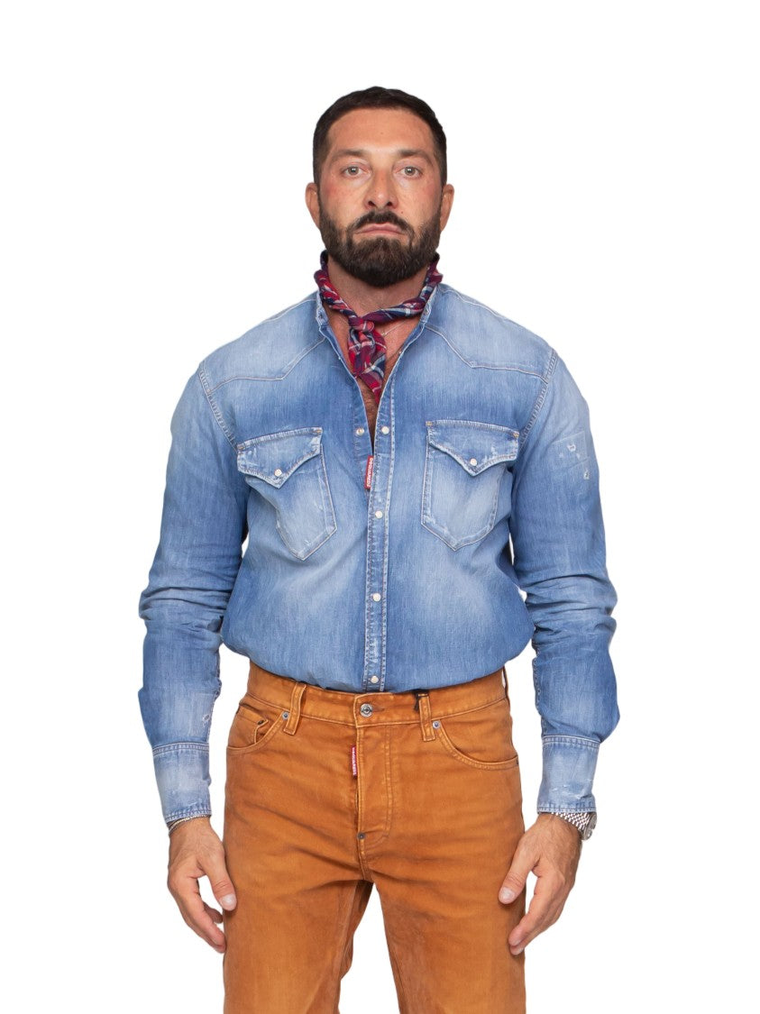 Dsquared2 Canadian Distressed Denim Shirt