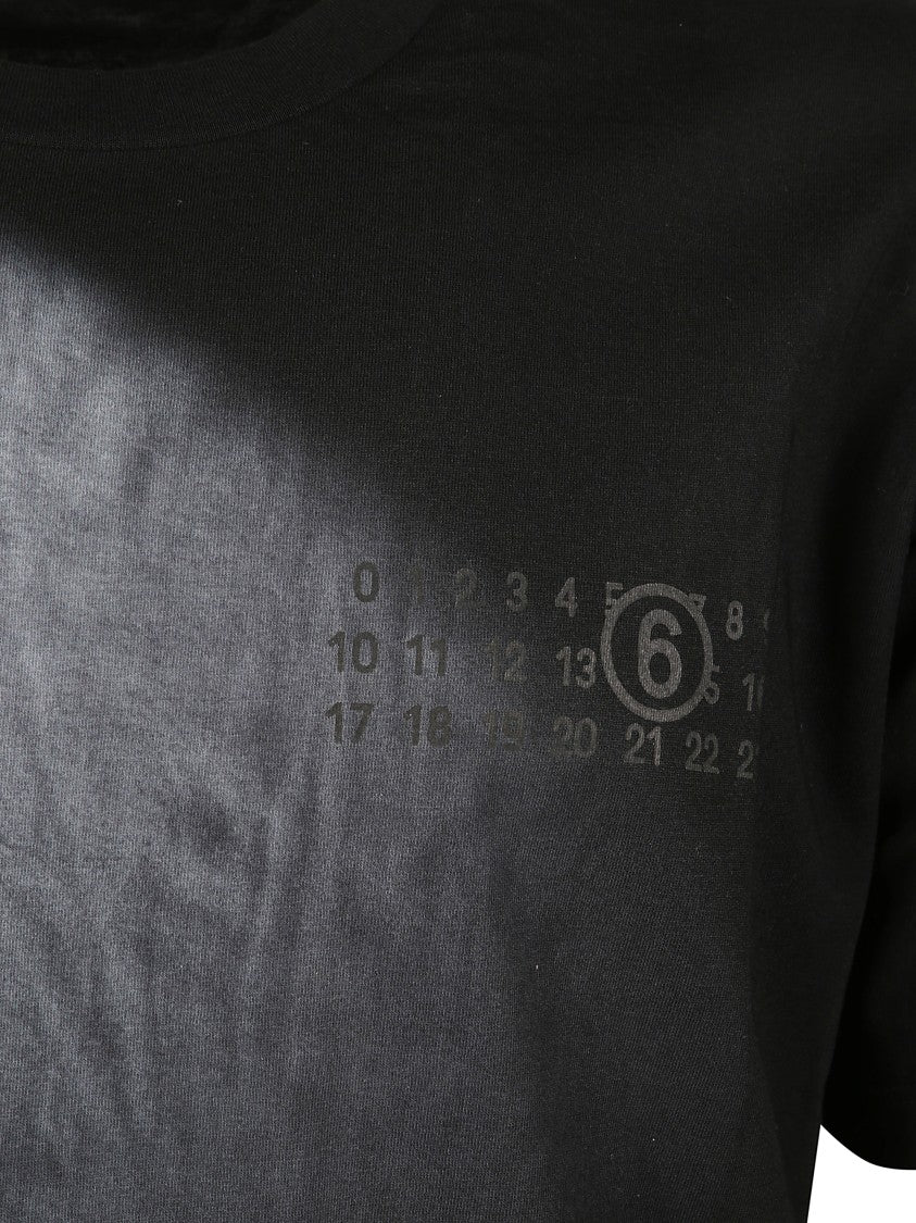 Mm6 By Maison Margiela Black Crew Neck T-Shirt With Graphic Detail