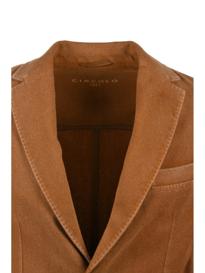 Circolo 1901 Fitted Caramel Blazer With Classic Two-Button Closure And Tailored Silhouette