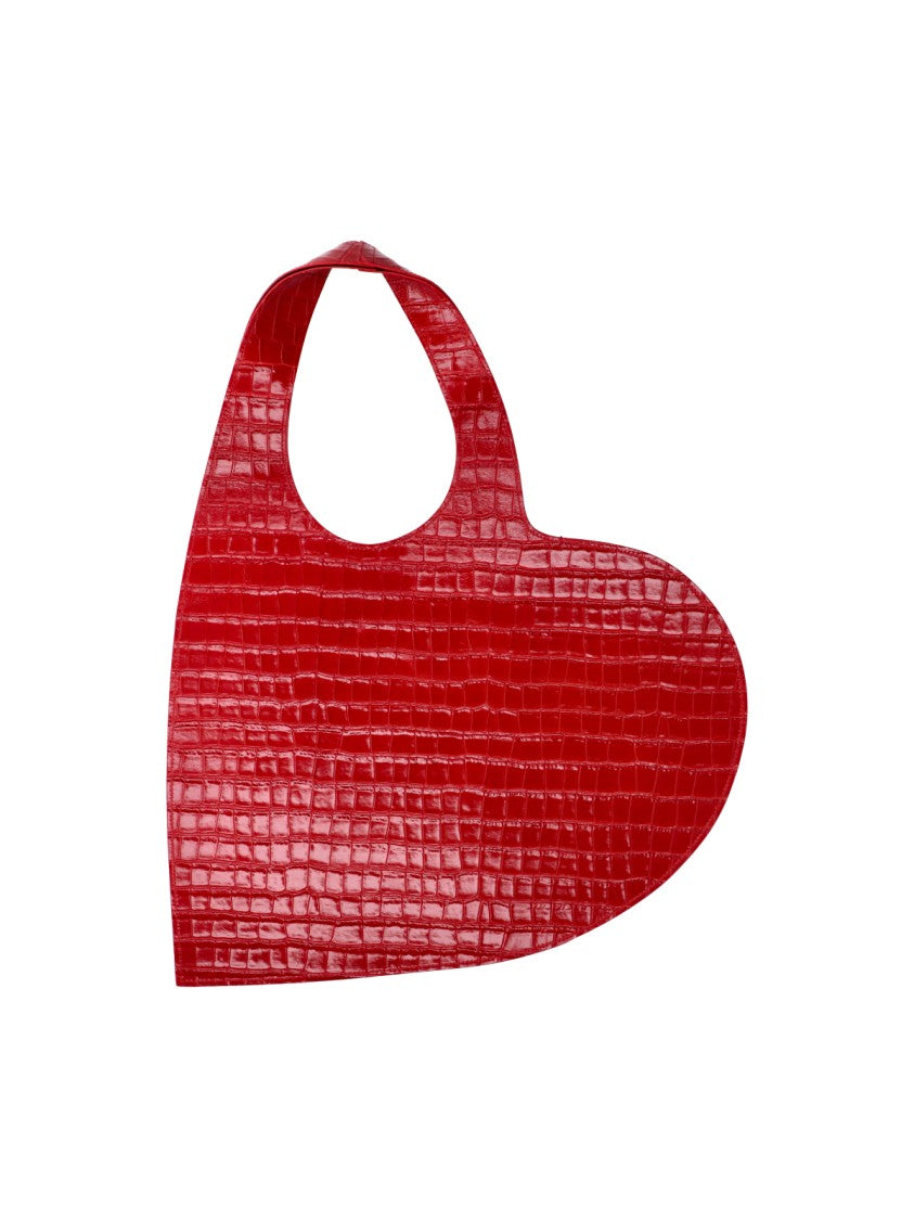 Coperni Red Heart Croc-Embossed Leather Tote Bag