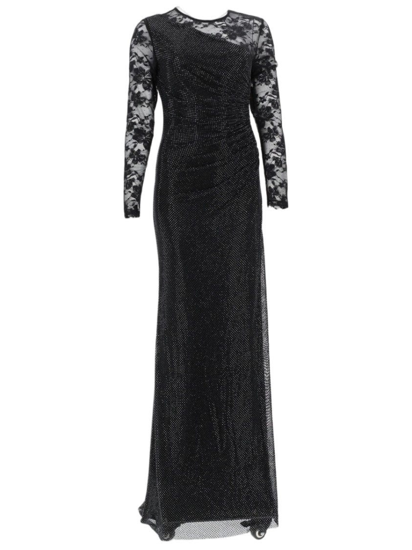 Self-Portrait Black Sheer Lace Asymmetrical Maxi Dress