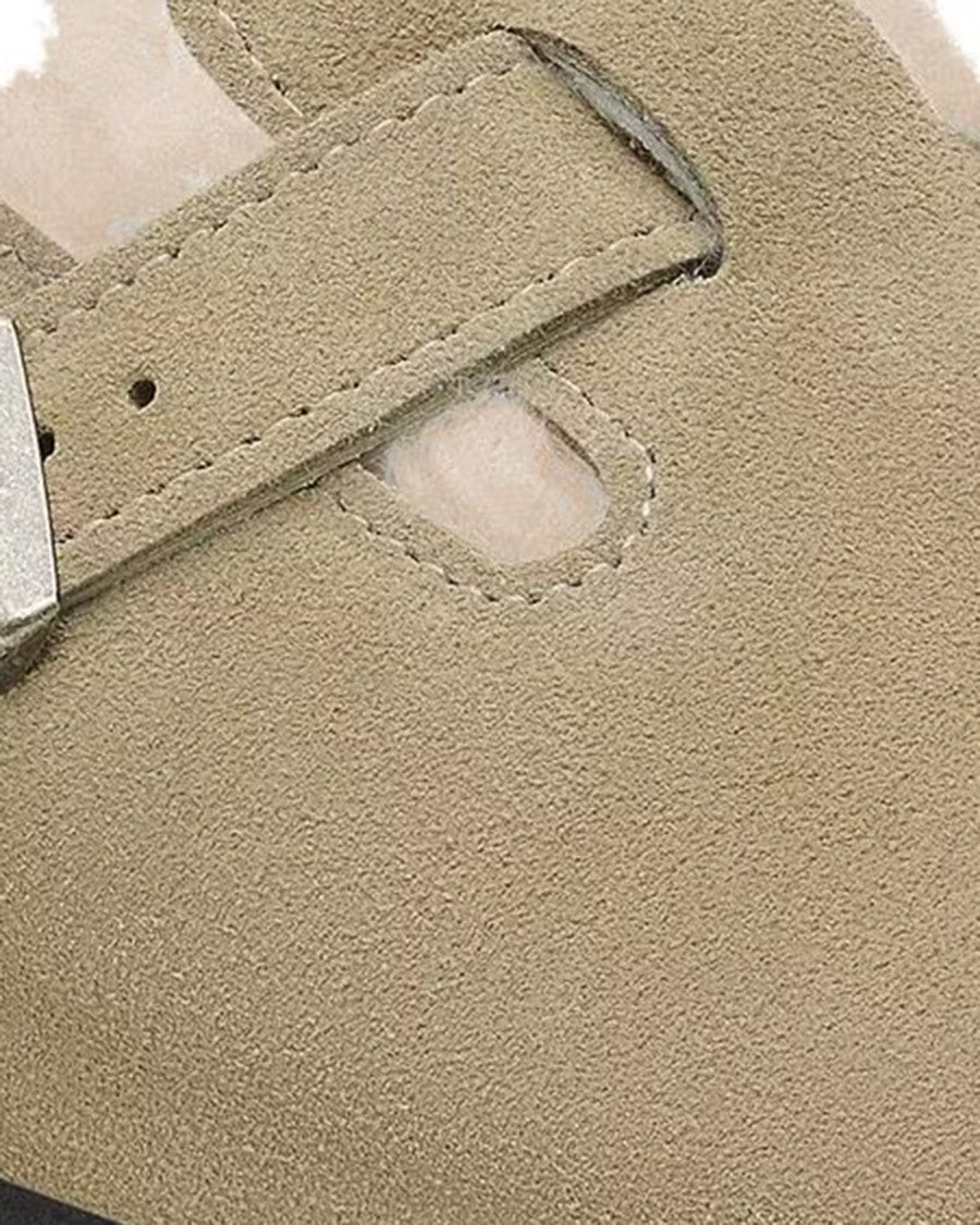 Birkenstock Taupe Boston Shearling Suede Slippers