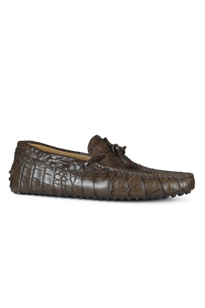 Tod's Crocodile Effect Leather Loafers