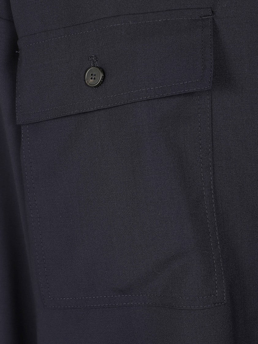 Max Mara Navy Blue Mulino Pure Wool Shirt Jacket