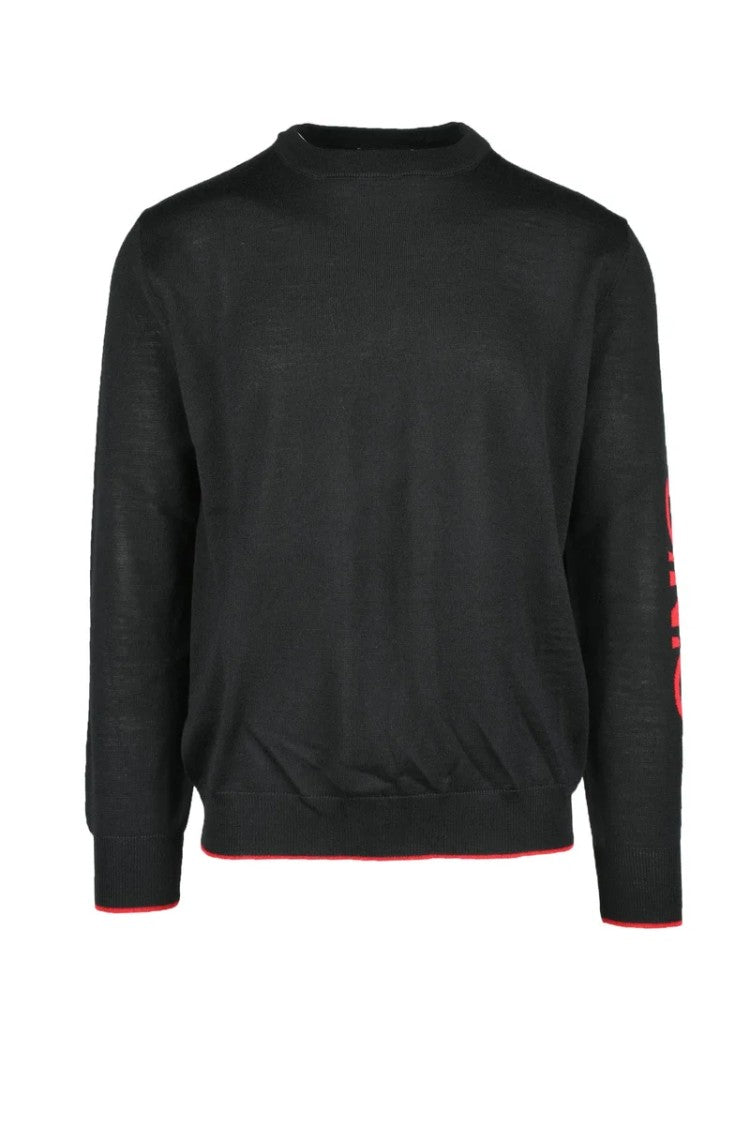 C N C Costume National Black Crewneck Virgin Wool-Blend Sweater