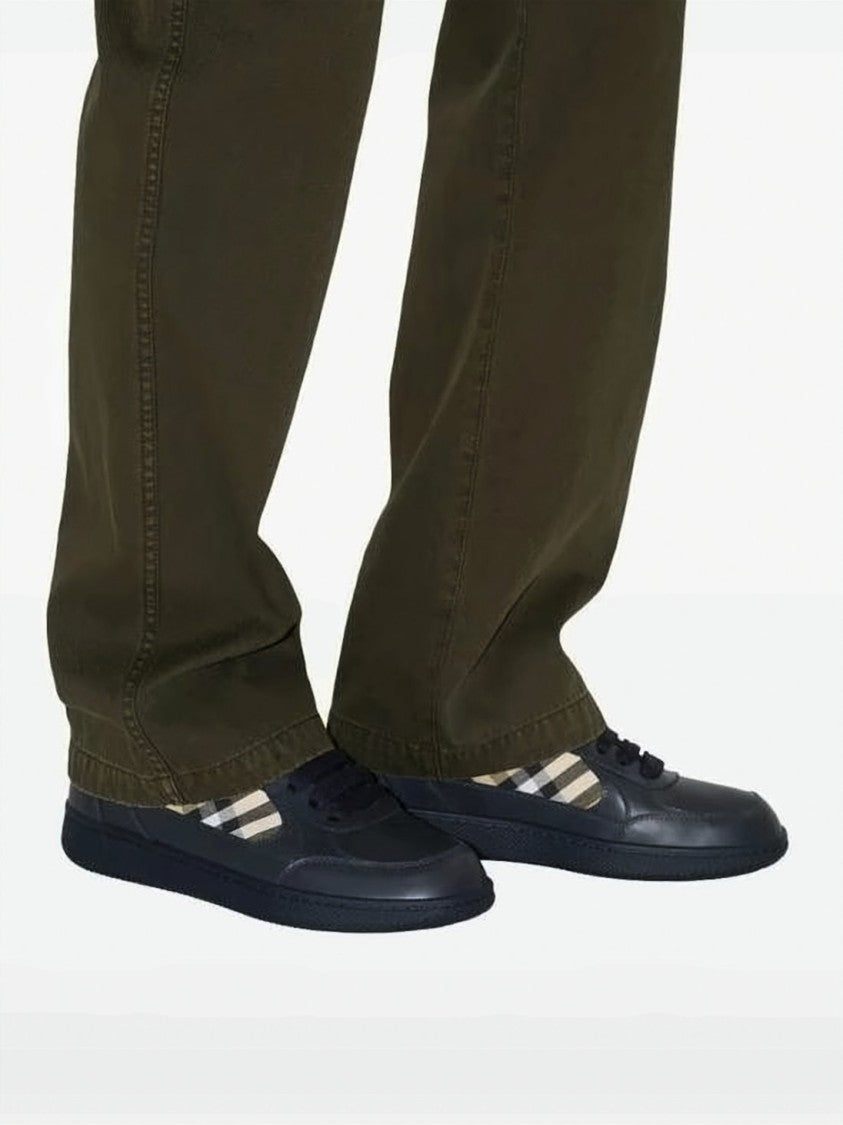 Burberry Low-Top Calf Leather Sneakers With Classic Check Accents