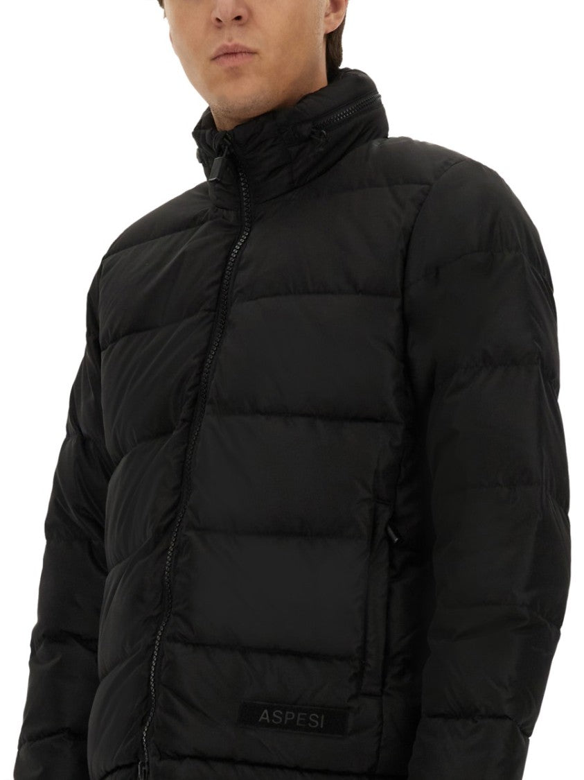 Aspesi Classic Black Nylon Down Jacket