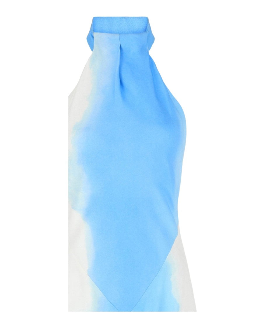 Ferragamo Halterneck Midi Dress With Abstract Dip-Dye Design