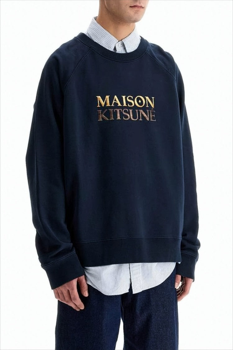 Maison Kitsuné Long-Sleeve Sweatshirt With Metallic Gold Logo