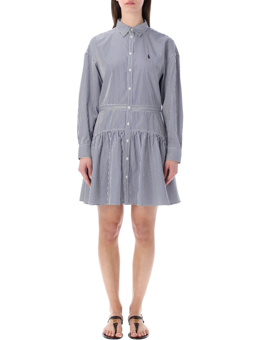 Polo Ralph Lauren Striped Cotton Tiered Skirt Shirt Dress