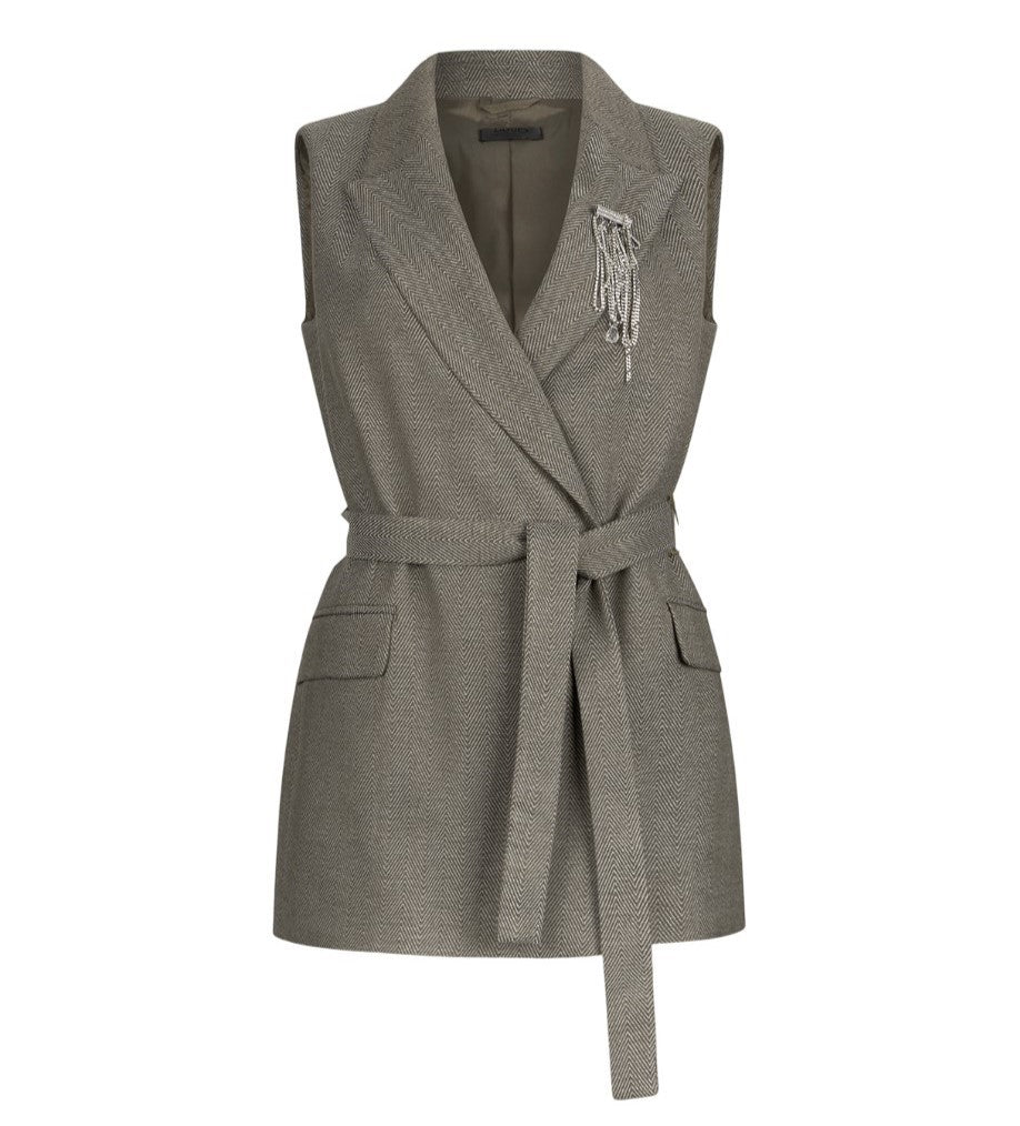 Liu Jo Chevron Patterned Vest With Matching Belt