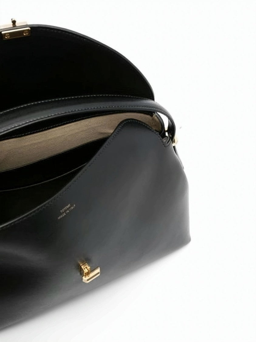 Totême Structured Black Calf Leather Shoulder Bag