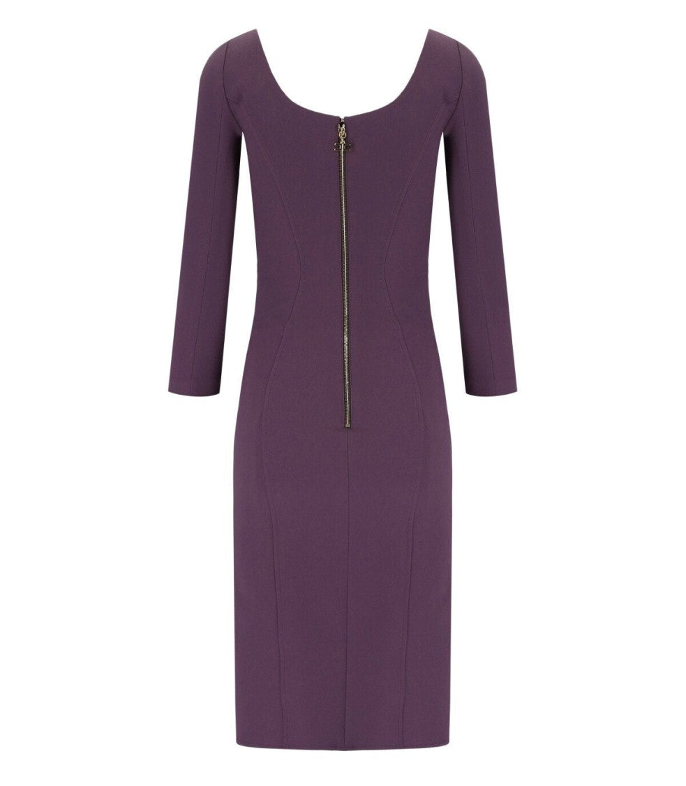 Elisabetta Franchi Purple Midi Sheath Dress