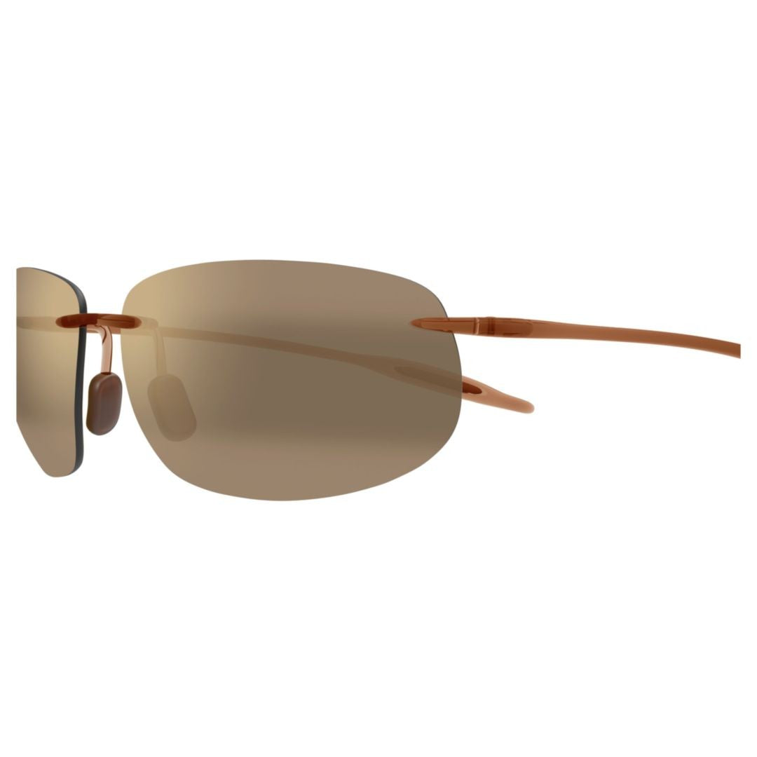 Maui Jim Breakwall Rimless Sunglasses With Rectangular Brown-Tinted Lenses