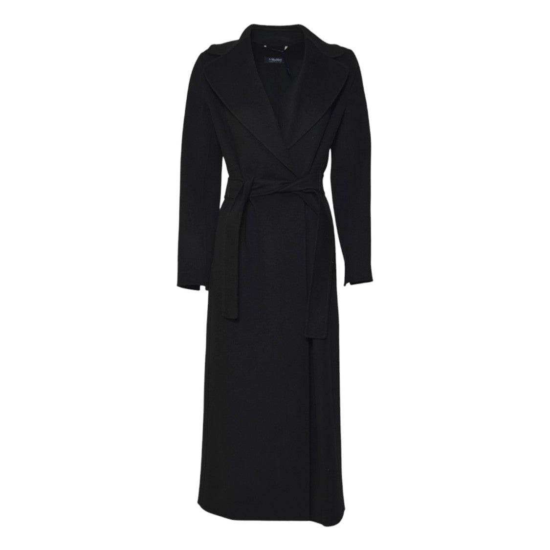 Max Mara Wrap Front Black Coat With Tailored Silhouette