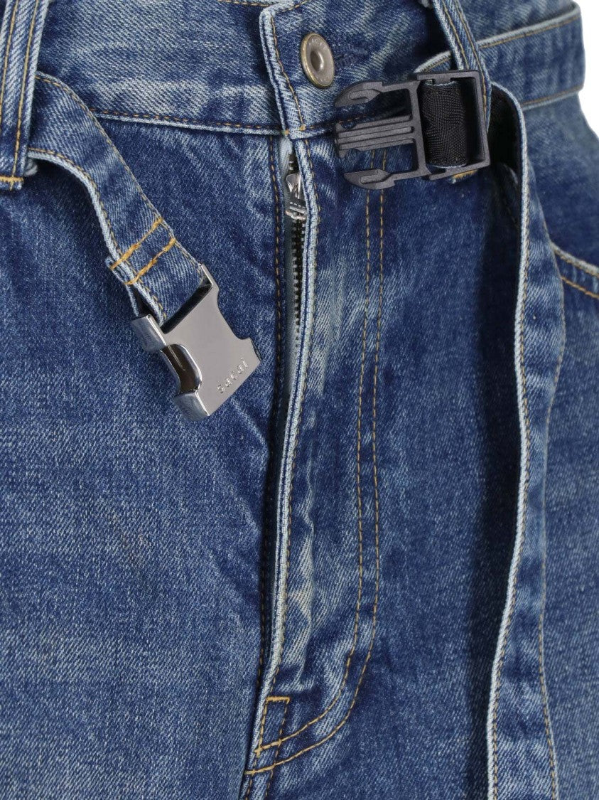 Sacai Wide-Leg Belted Buckle-Fastening Jeans